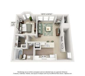  Floor Plan 1 Bed - Luxury
